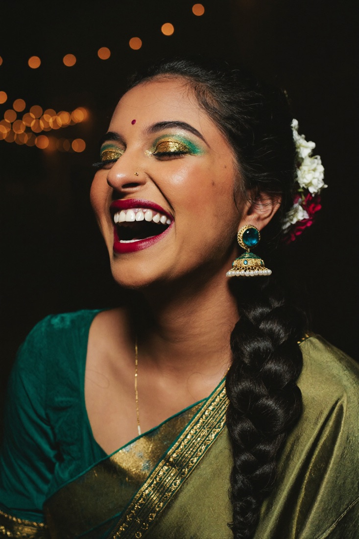 Shimmering eye makeup for a sangeet night